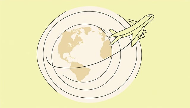 Faire une avion de ligne qui tourne autour de la Terre avec une ligne qui suit la trajectoire de lavion